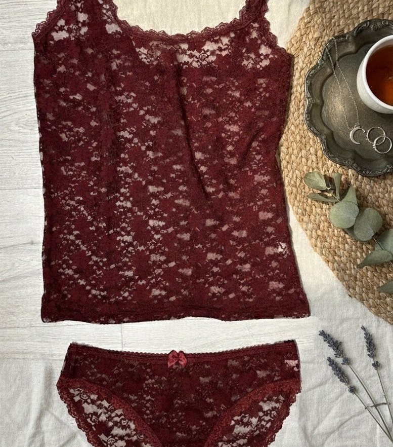Bordo Dantel Kadın İç Giyim Seti - Görsel 3