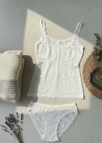 Beyaz Mini Bohem Dantel Kadın İç Giyim Takımı - Görsel 3