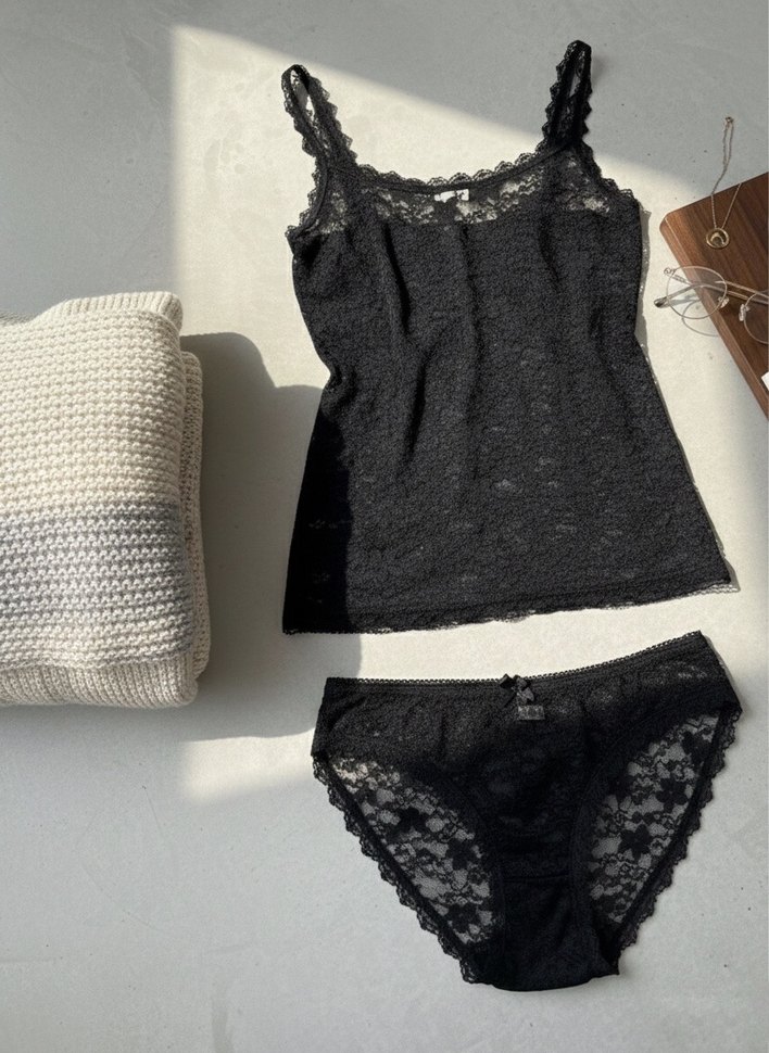 Siyah Dantel Midi Kadın İç Giyim Takımı - Görsel 3
