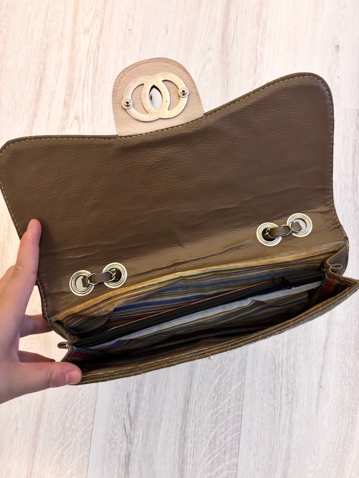 Kahverengi Zincir Detaylı Deri Kadın Çanta - Görsel 3