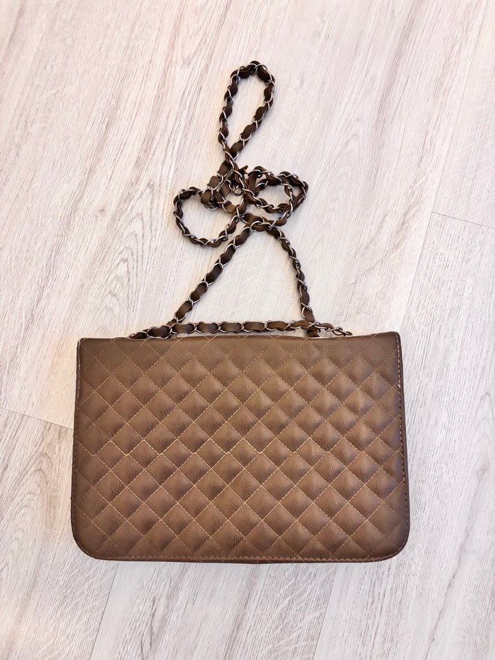 Kahverengi Zincir Detaylı Deri Kadın Çanta - Görsel 2