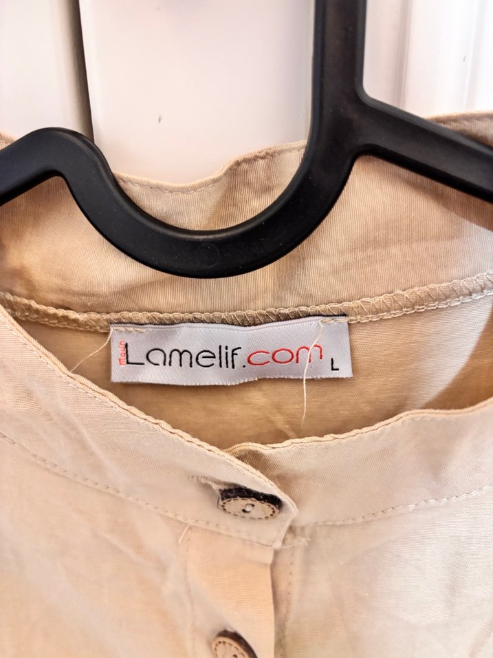 Bej Keten Fırfırlı tunik - Görsel 4