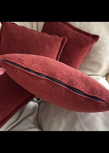 Bordo Düz Modern Dekoratif Yastık - Görsel 3