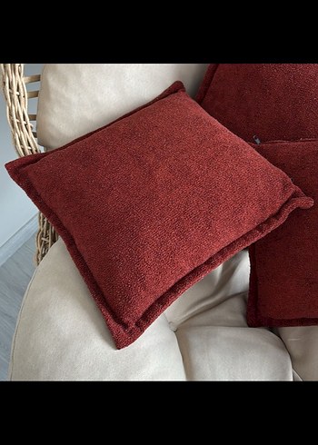 Bordo Düz Modern Dekoratif Yastık - Görsel 2