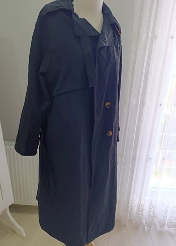 Siyah Kadın Kuşaklı Uzun Trençkot - Görsel 7