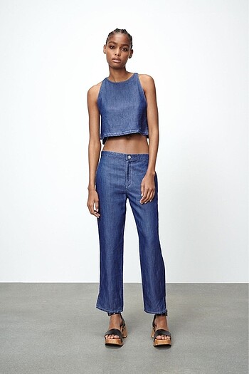 xs Beden lacivert Renk Zara crop top