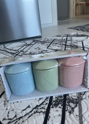 Beden Pastel Renkli 3'lü Mutfak Saklama Kabı Seti