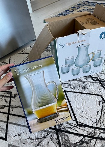 Beden Sigma Home 7 Parça Gri Cam Sürahi ve Bardak Seti