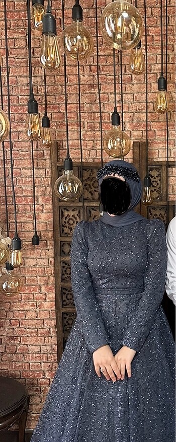 Gri tesettür abiye özel gün nişan söz düğün vs