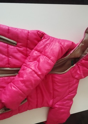 Kızlar için Pembe Fermuarlı Mont Benetton 8 9 yaş