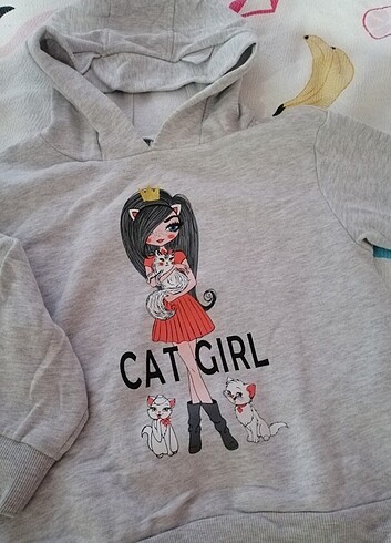 Kız çocuk kapşonlu sweatshirt