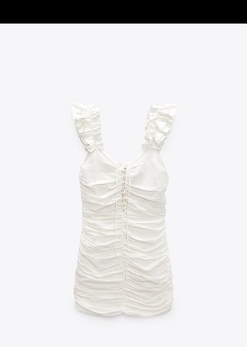 Zara Keten Drapeli Elbise