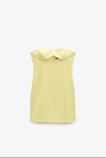 Zara Zara Sarı Straplez Elbise