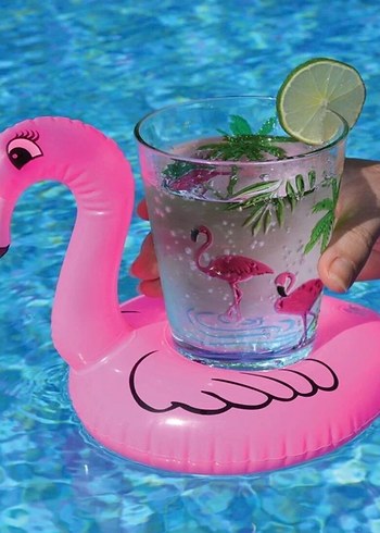 Pembe Flamingo Şekilli Şişme Bardak Tutucu - Görsel 3