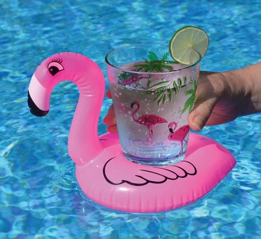 Pembe Flamingo Şekilli Şişme Bardak Tutucu - Görsel 3