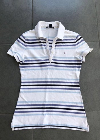 Tommy Hilfiger Cizgili Beyaz Polo Tisort