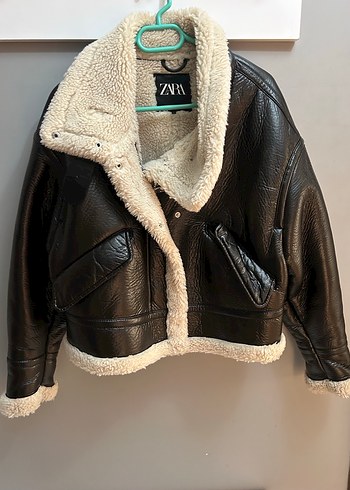 xs Beden siyah Renk Kahverengi Kürklü Kısa Deri Biker Ceket
