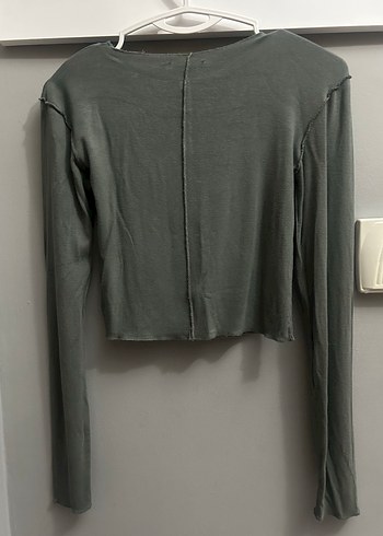 Zara Haki Uzun Kollu Kadın Crop Top