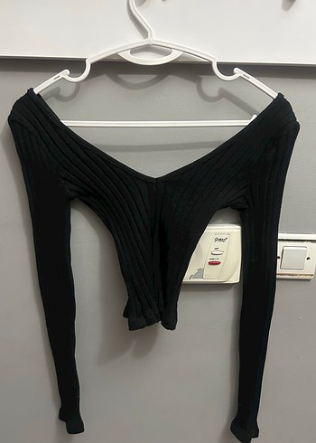 V Yaka Pilili Siyah Kadın Bluz