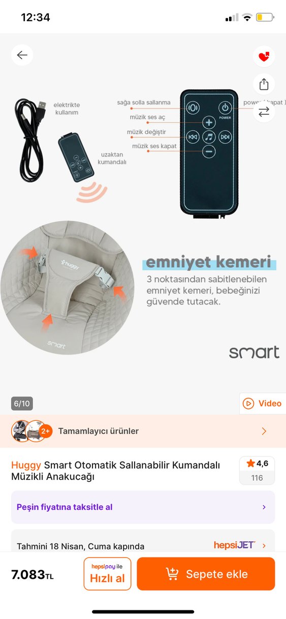 Huggy Kumandalı Müzikli Otomatik Sallanabilir Ana Kucağı - Görsel 4