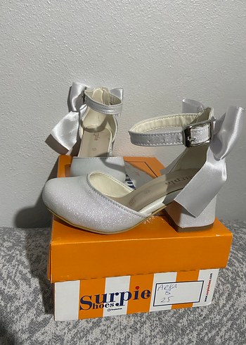 Kız Çocuk Beyaz Topuklu Fiyonk Detaylı Ayakkabı - Görsel 3