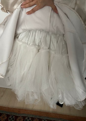 Klasik Bej Kız Çocuk abiye gelinlik - Görsel 3