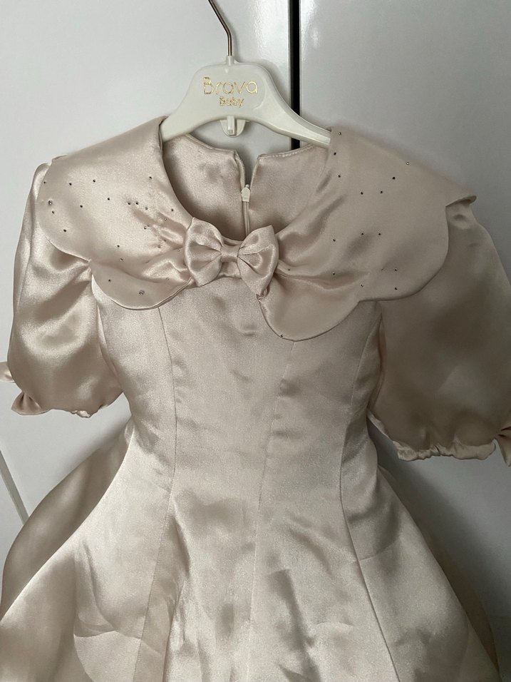 Klasik Bej Kız Çocuk abiye gelinlik - Görsel 4