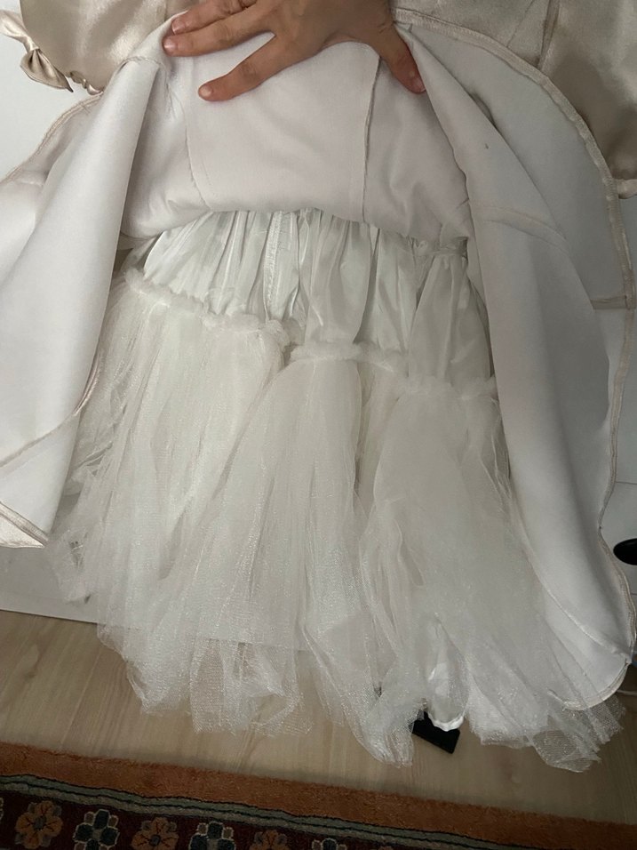 Klasik Bej Kız Çocuk abiye gelinlik - Görsel 3