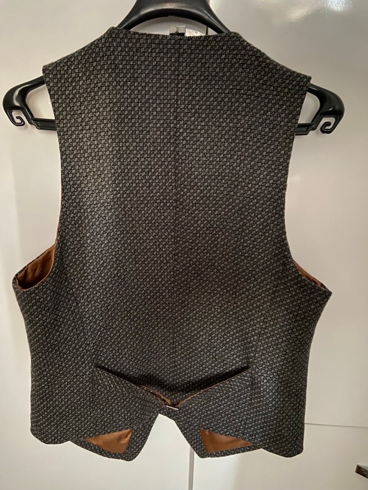 Düğmeli Klasik Gri Erkek Yelek ds damat - Görsel 2