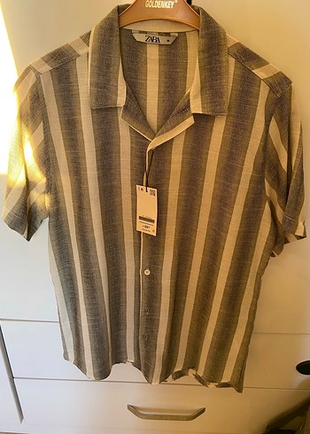 Zara Düğmeli Kısa Kollu Erkek Keten Gömlek - Görsel 2