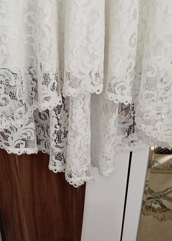 Diğer Midi Boy Beyaz Dantel Mini Gelinlik