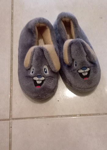 Kızlar için Gri Nakışlı Sıcak Ev Terliği - Görsel 2