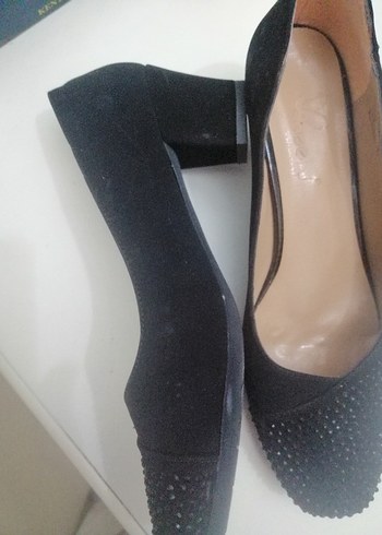 Siyah Tokalı Blok Topuklu Kadın Stiletto - Görsel 2