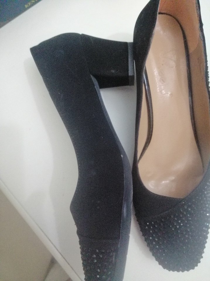 Siyah Tokalı Blok Topuklu Kadın Stiletto - Görsel 2