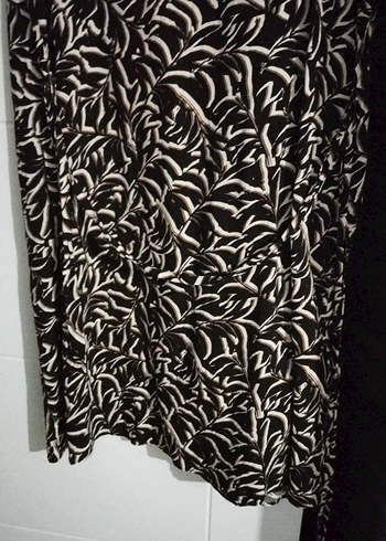 yuvarlak Yaka KahverengiDesenli Uzun Elbise - Görsel 4