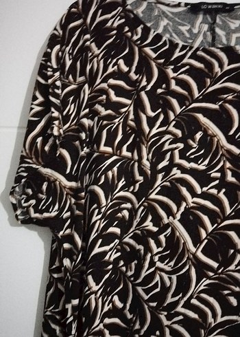 yuvarlak Yaka KahverengiDesenli Uzun Elbise - Görsel 2