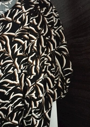 yuvarlak Yaka KahverengiDesenli Uzun Elbise - Görsel 3