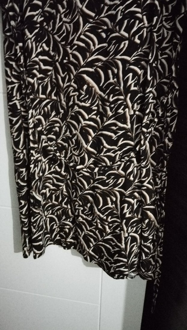 yuvarlak Yaka KahverengiDesenli Uzun Elbise - Görsel 4