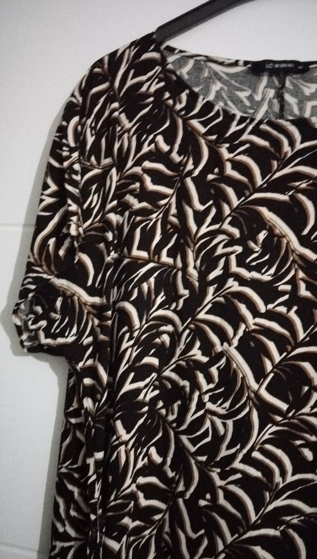 yuvarlak Yaka KahverengiDesenli Uzun Elbise - Görsel 2