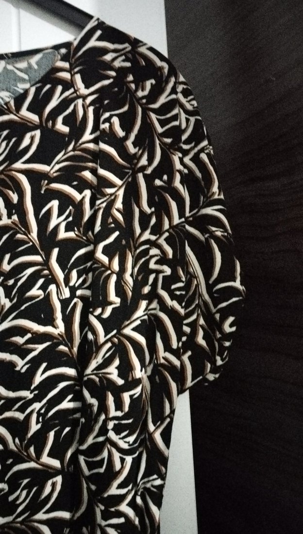 yuvarlak Yaka KahverengiDesenli Uzun Elbise - Görsel 3