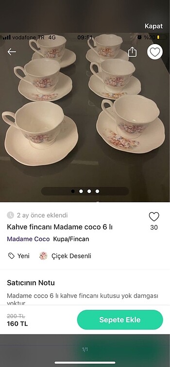 Kahve fincanı 6 lı