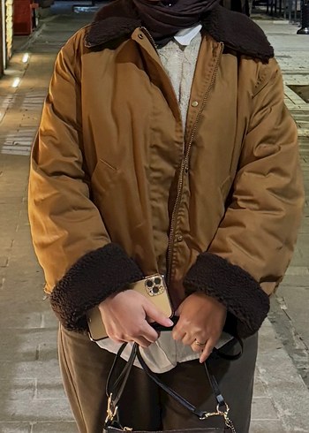 Kahverengi Kadın Kürklü Midi mont zara - Görsel 2