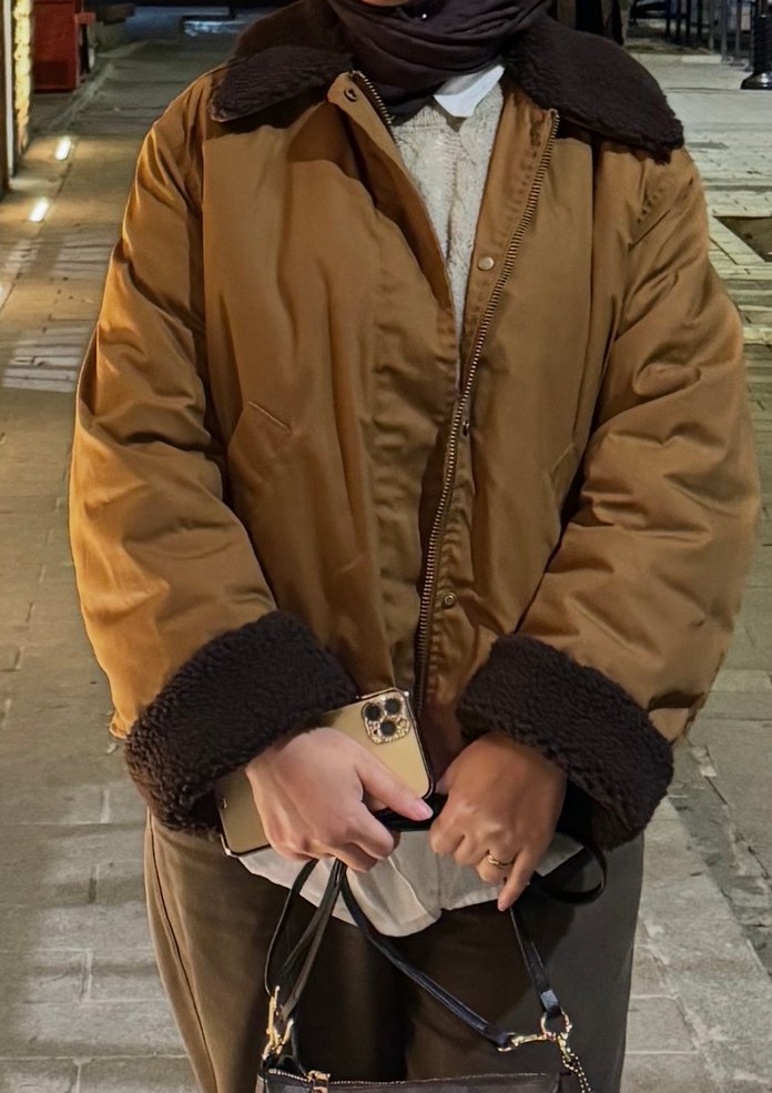 Kahverengi Kadın Kürklü Midi mont zara - Görsel 2