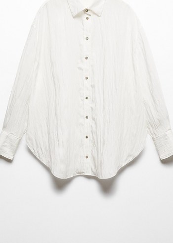 Kadın Beyaz Keten Düğmeli Gömlek - Görsel 7