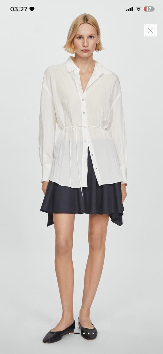 Kadın Beyaz Keten Düğmeli Gömlek - Görsel 2