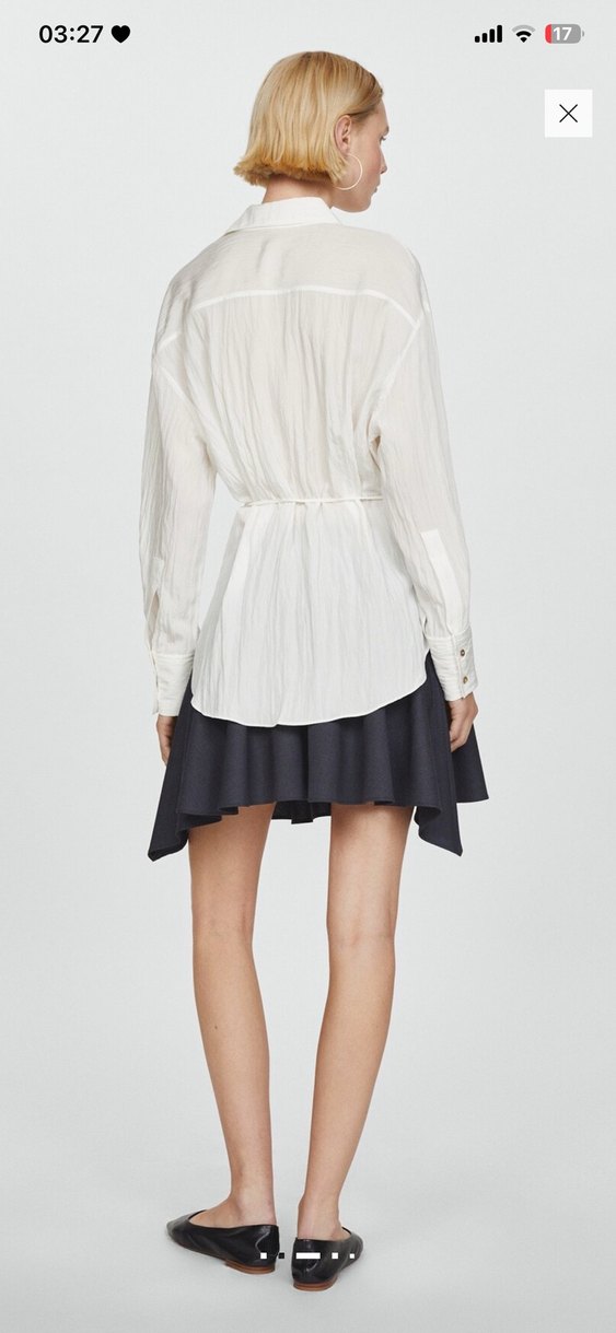 Kadın Beyaz Keten Düğmeli Gömlek - Görsel 4