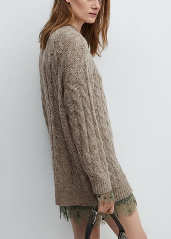 Bej Örgü Kadın Bohem Kazak - Görsel 3