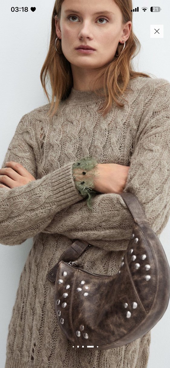 Bej Örgü Kadın Bohem Kazak - Görsel 4