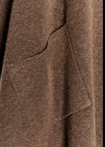 Kadın Kahverengi Yün Salaş Midi Panço - Görsel 3