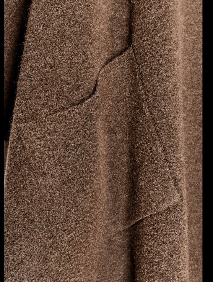 Kadın Kahverengi Yün Salaş Midi Panço - Görsel 3